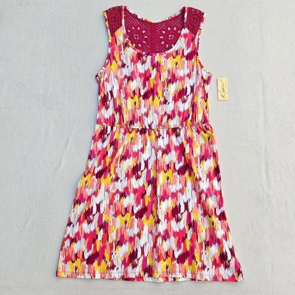 Kim Rogers Colorful Crochet Accent Sundress Size M